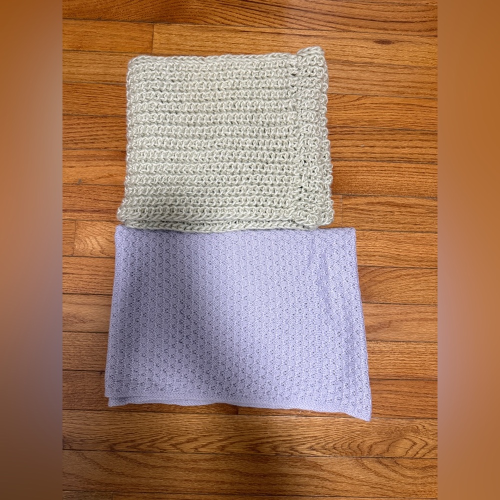 Lavender + Beige Knit Scarves Set